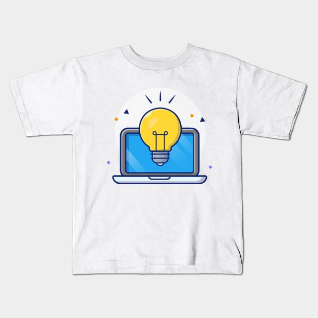 Laptop with lamp cartoon Kids T-Shirt by Catalyst Labs